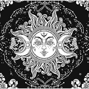 Sun and Moon Tapestry Sun with Stars Psychedelic Mystic Wall Hanging Tapestry